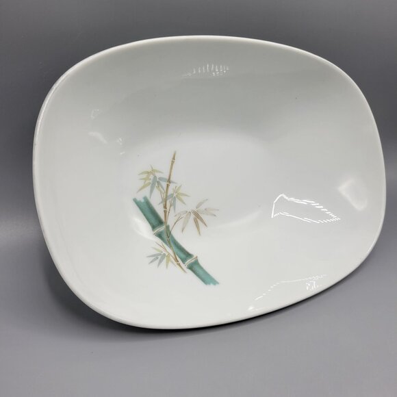 Vtg Noritake Oriental 6341 Oval Serving Bowl White Bamboo Design Japan Porcelain - Picture 5 of 9